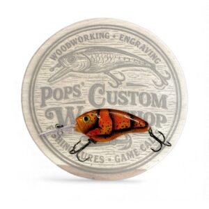 Hand Painted custom flatside crankbait for bass orange crawfish from pops' custom workshop