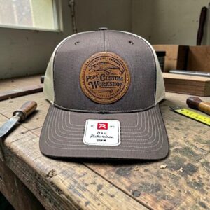 Custom engraved patch hat on a Richardson hat with detailed laser engraved design