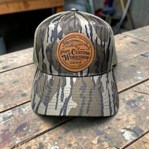 Custom engraved patch hat on a Richardson hat with detailed laser engraved design